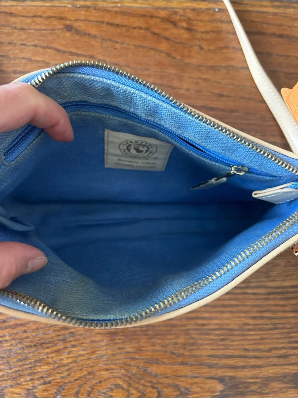 Spartina 449 Blue Pattern Crossbody Bag with Cream Strap